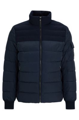 Hugo Boss Water-repellent Padded Jacket With Zip Closure In Blue