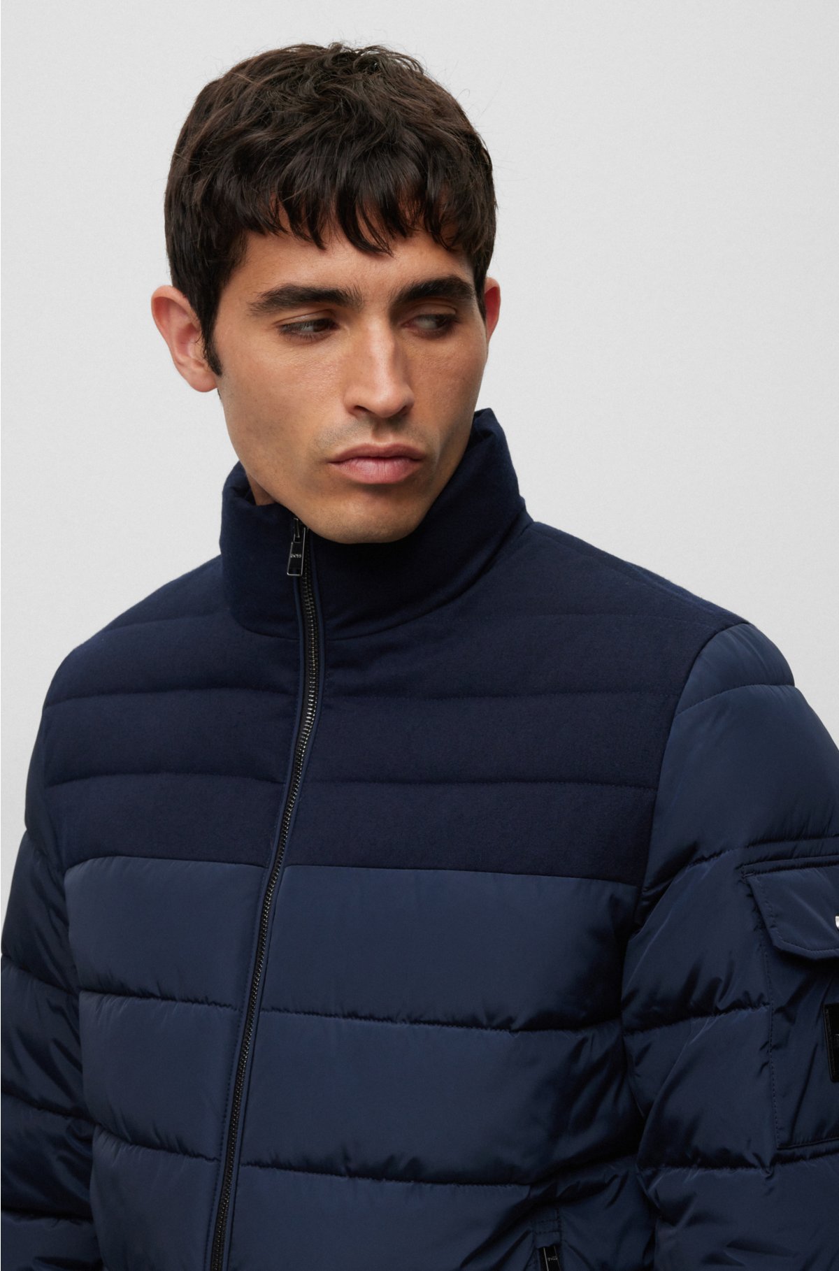 Water-repellent padded jacket with zip closure , Dark Blue