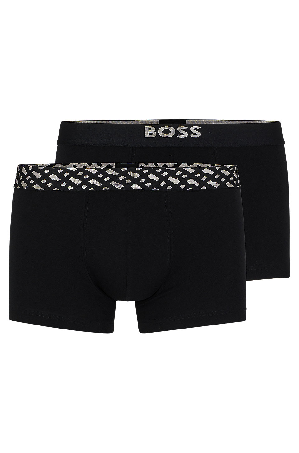 BOSS - Two-pack of stretch-cotton trunks with metallic branding