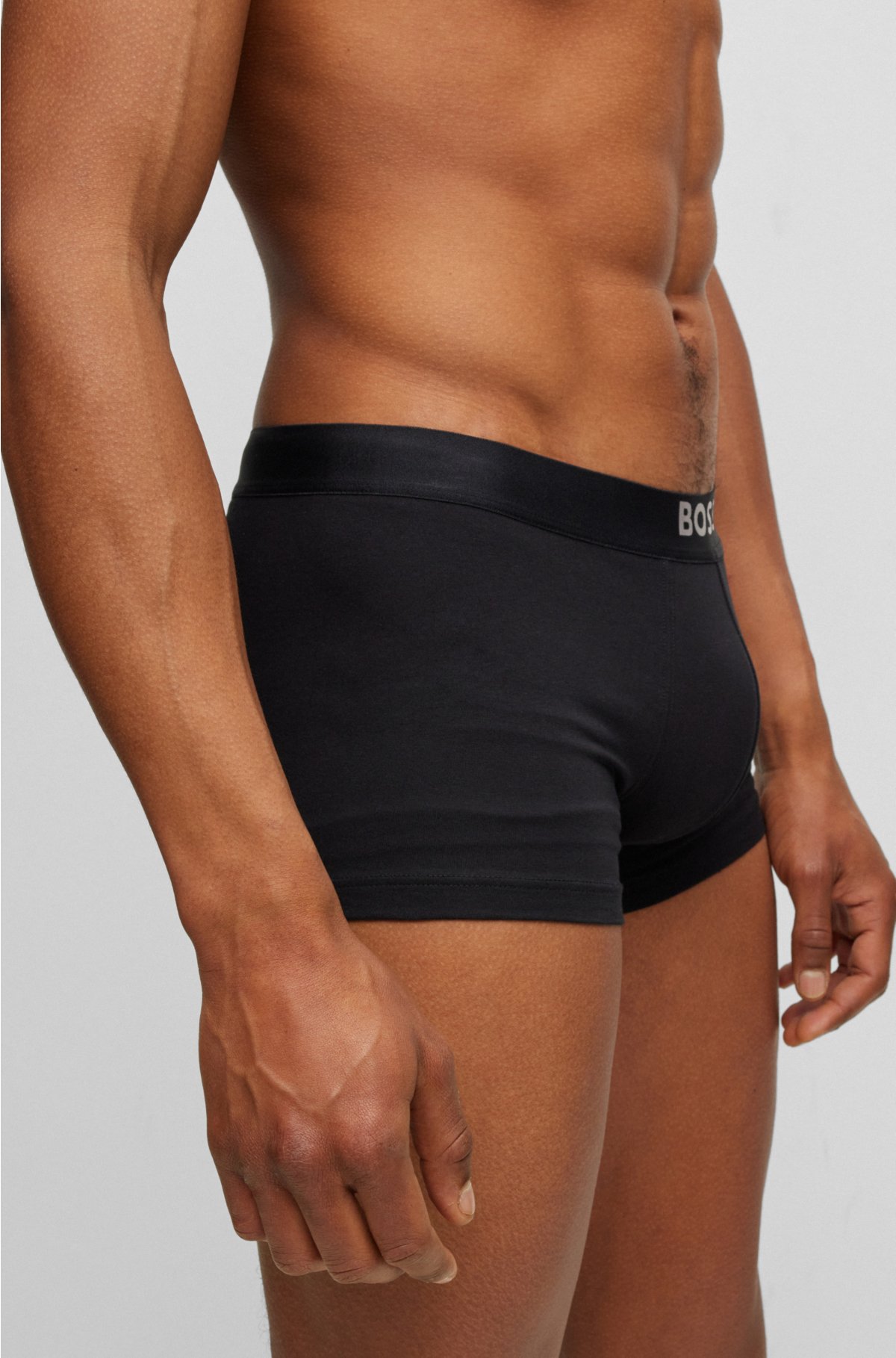 Two-pack of stretch-cotton trunks with metallic branding, Black