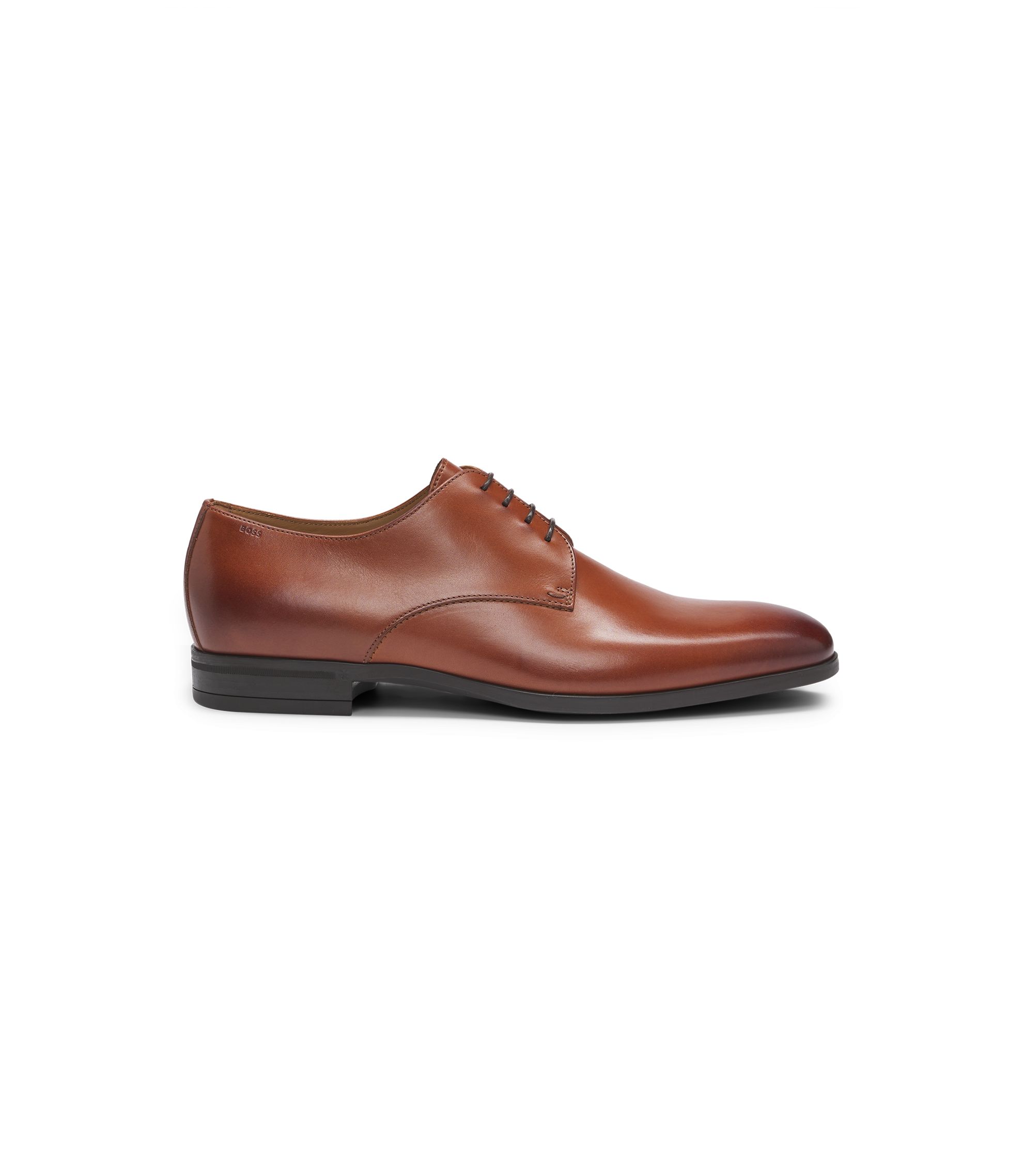 BOSS Leather Derby shoes with rubber sole Brown
