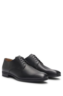 BOSS - Derby shoes in structured leather with padded insole