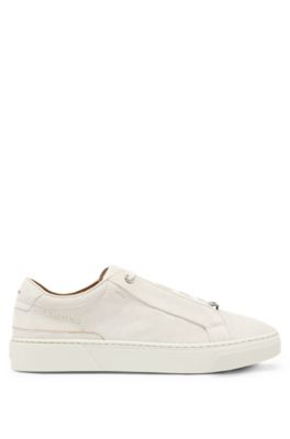 HUGO BOSS SUEDE LACE-UP TRAINERS WITH BRANDED LOOP