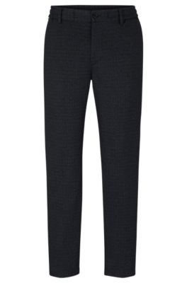 BOSS - Regular tapered-fit trousers in patterned stretch jersey