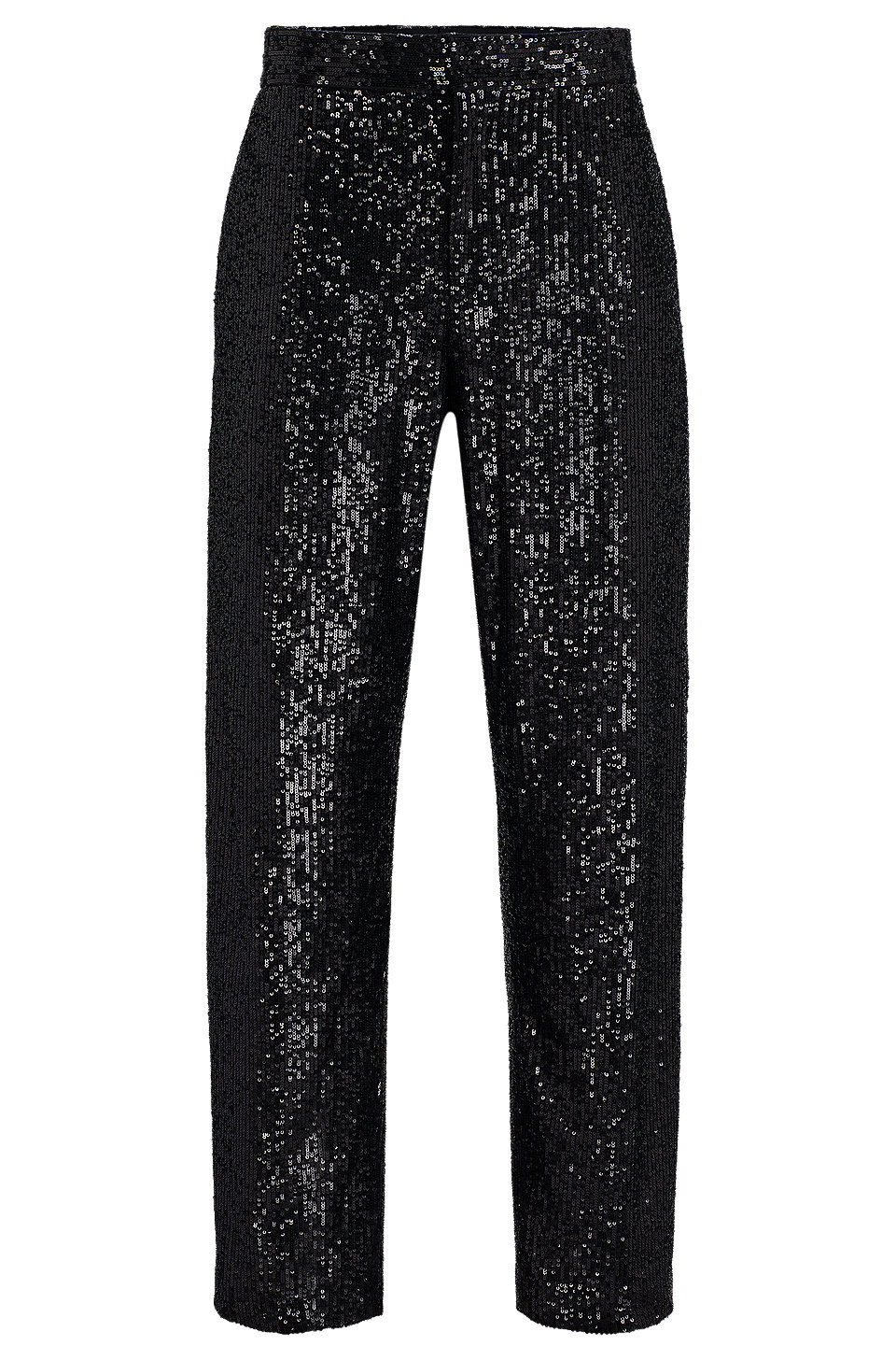 HUGO - Slim-fit trousers with sequin embellishments in stretch satin