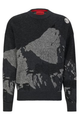HUGO - Wool-blend oversize-fit sweater with seasonal jacquard