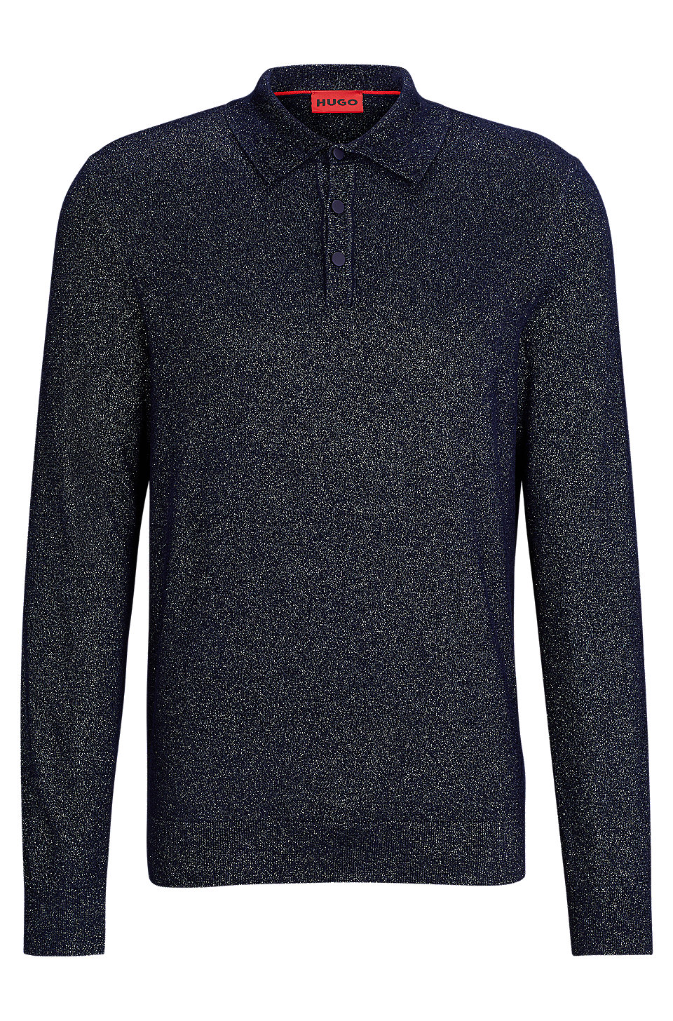 HUGO - Relaxed-fit sparkle-effect polo sweater