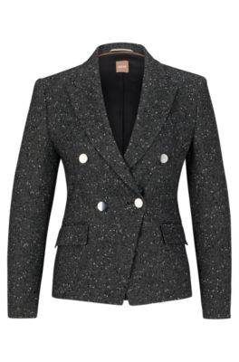 Shop Hugo Boss Slim-fit Jacket In Structured Tweed In Patterned