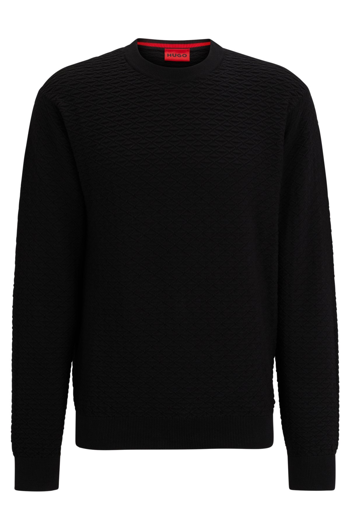 HUGO   Relaxed fit sweater in cotton with knitted structure