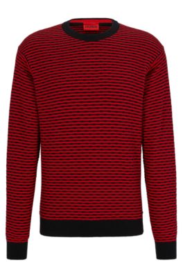 HUGO Relaxed fit sweater in cotton with knitted structure Black