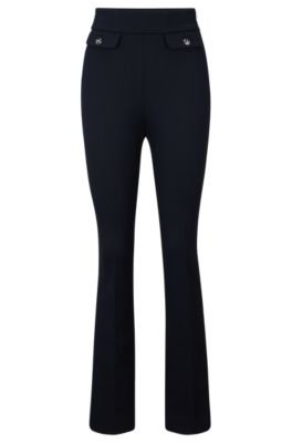 BOSS - Slim-fit high-waisted trousers with flared leg