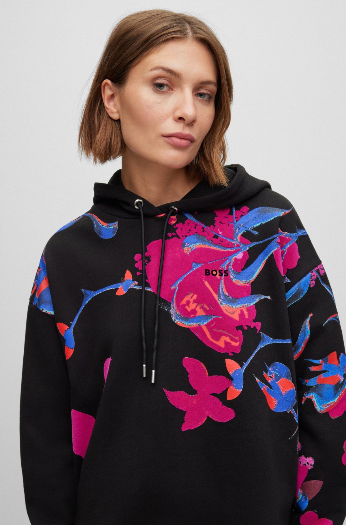 BOSS - Relaxed-fit hoodie with seasonal artwork