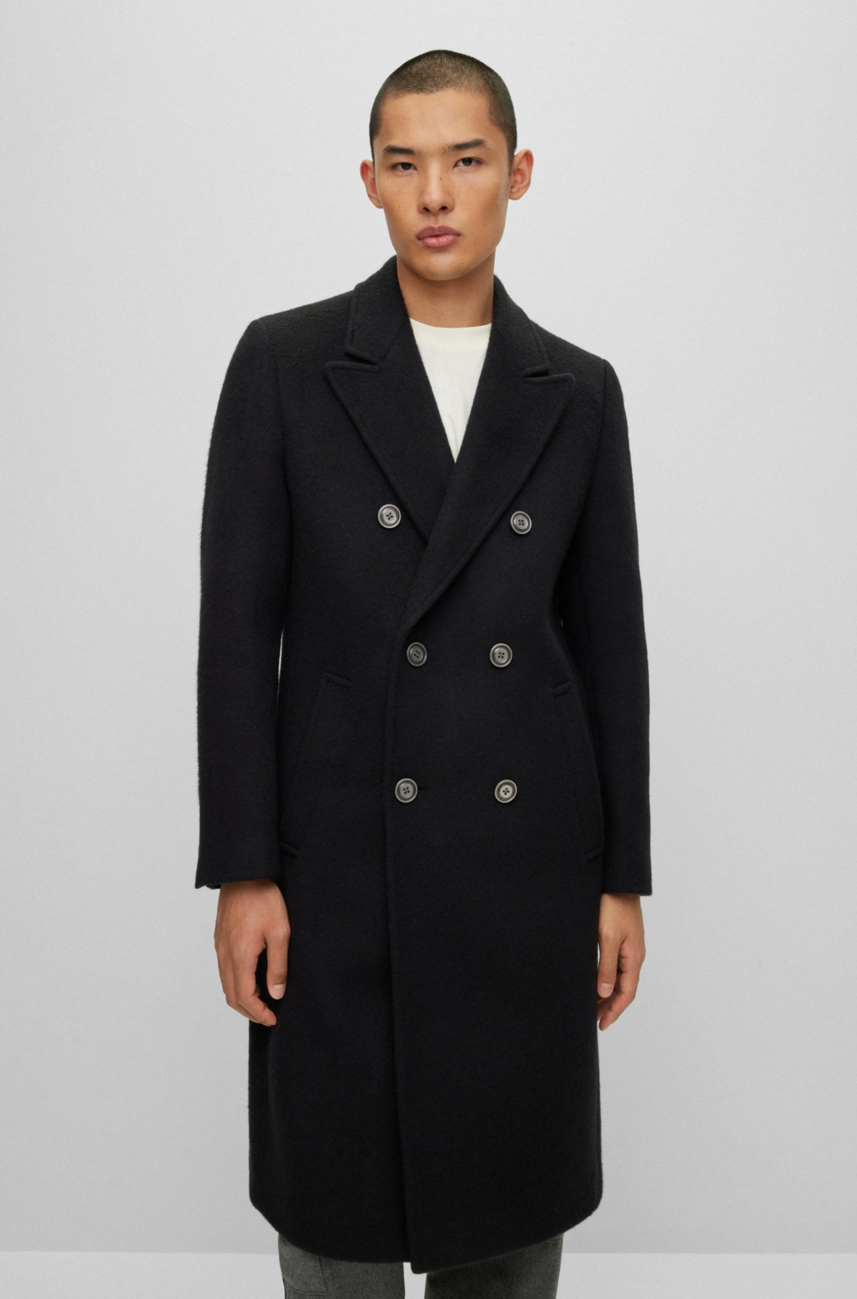 HUGO - Slim-fit coat in a wool blend