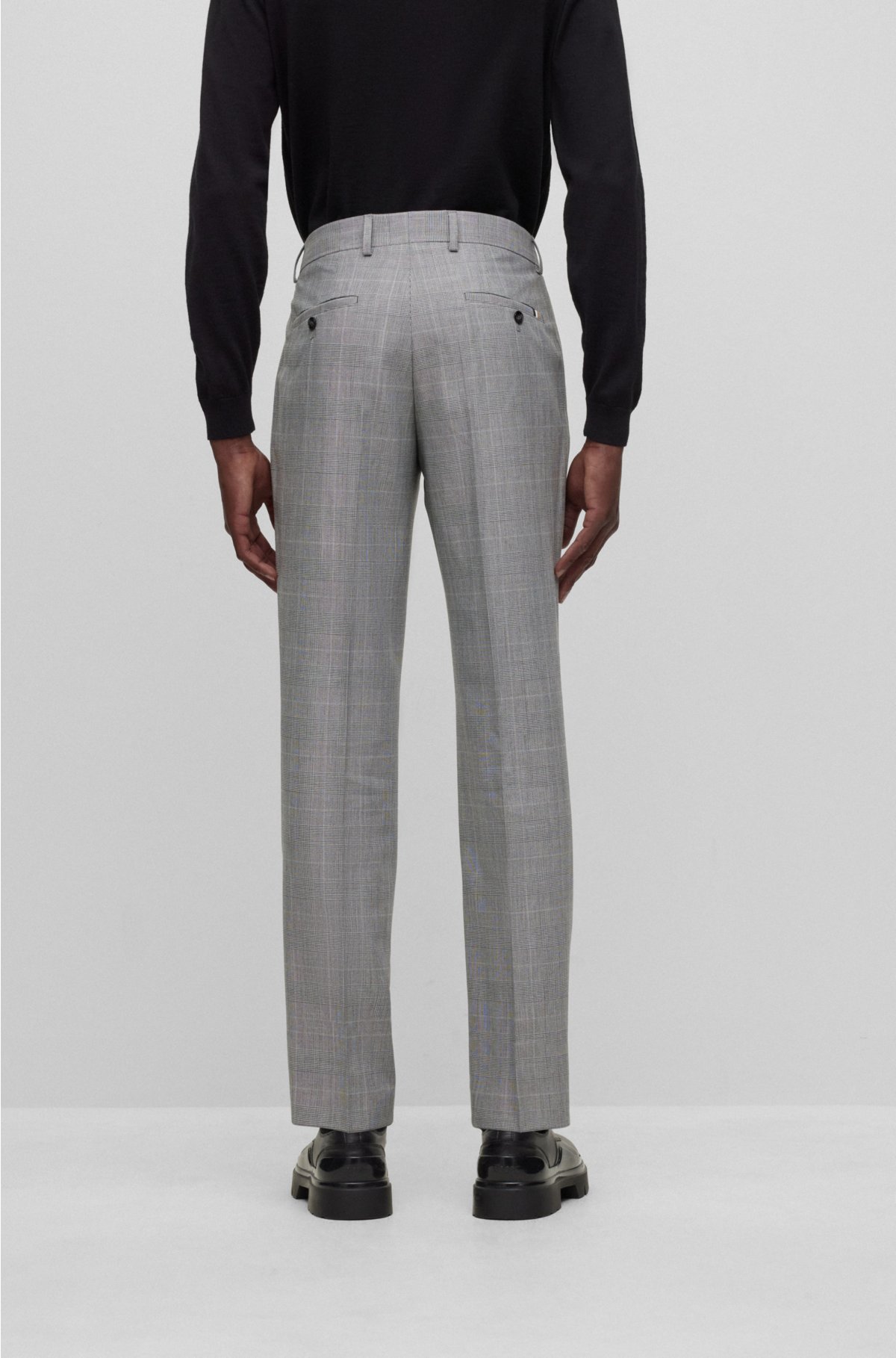 Slim-fit pants in checked crease-resistant fabric