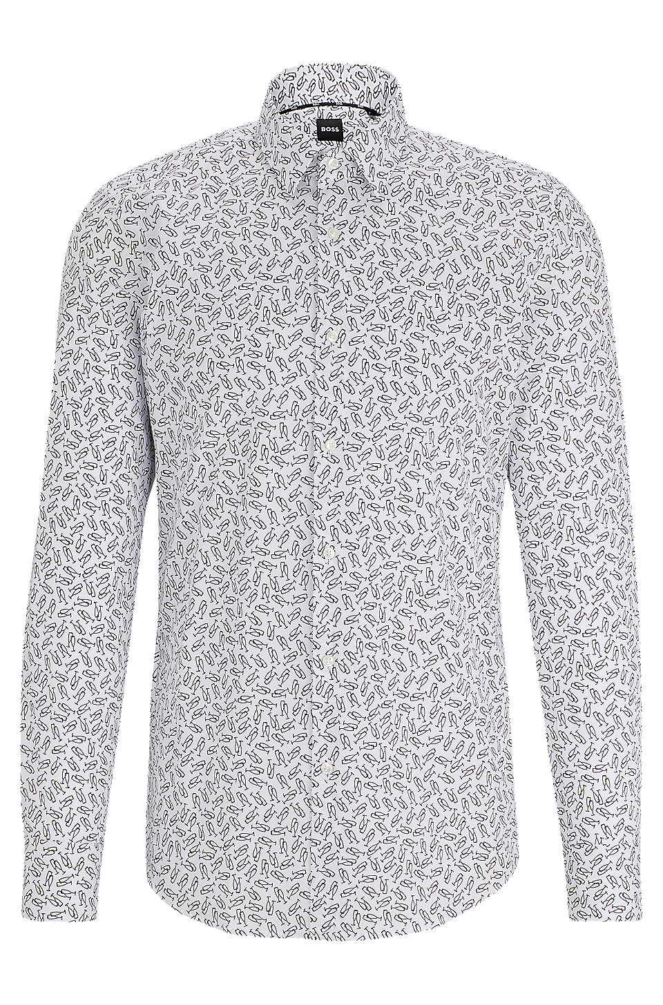 BOSS - Slim-fit shirt in printed stretch cotton