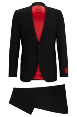 Shop Hugo Extra-slim-fit Suit In A Structured Wool Blend In Black