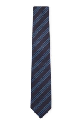 BOSS Diagonal striped tie in silk jacquard