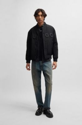 Slim-fit shirt in stretch-cotton canvas, Black