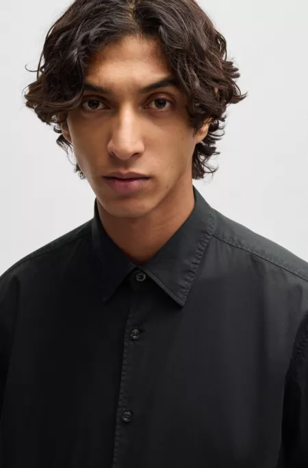 Slim-fit shirt in stretch-cotton canvas