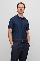 Regular-fit polo shirt in cotton and silk, Dark Blue