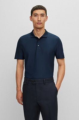 Regular fit polo shirt in cotton and silk