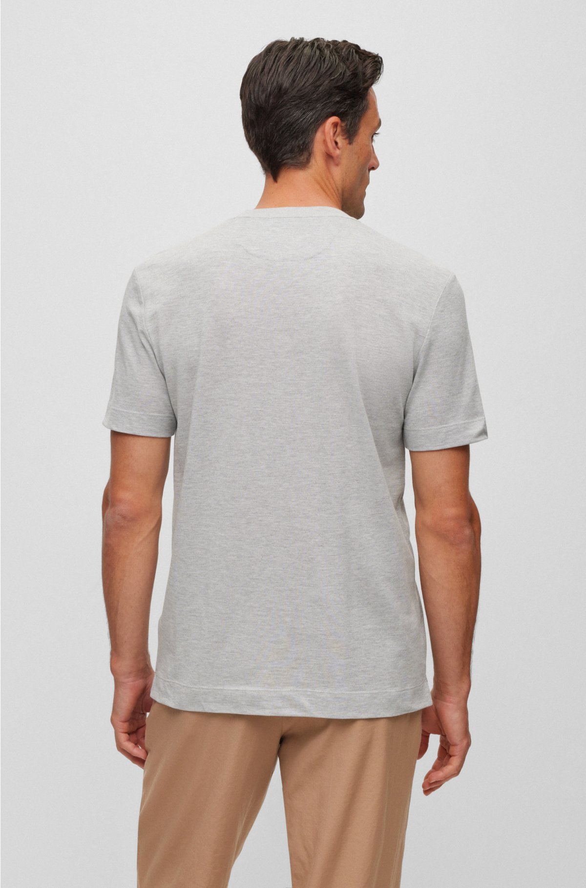 BOSS - Cotton-cashmere T-shirt finish with mercerized
