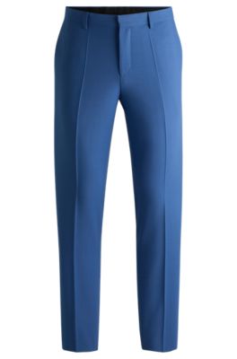 Shop Hugo Slim-fit Trousers In Performance-stretch Fabric In Blue
