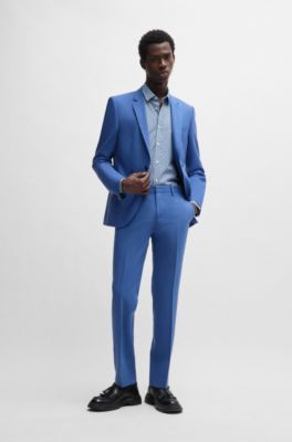 ヒューゴボス　パフォーマンス　ストレッチ パンツ　スラックス　ネイビー　50 HUGO - Slim-fit trousers in performance-stretch fabric - Blue