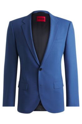 Hugo Boss Slim-fit Jacket In Performance-stretch Cloth In Blue