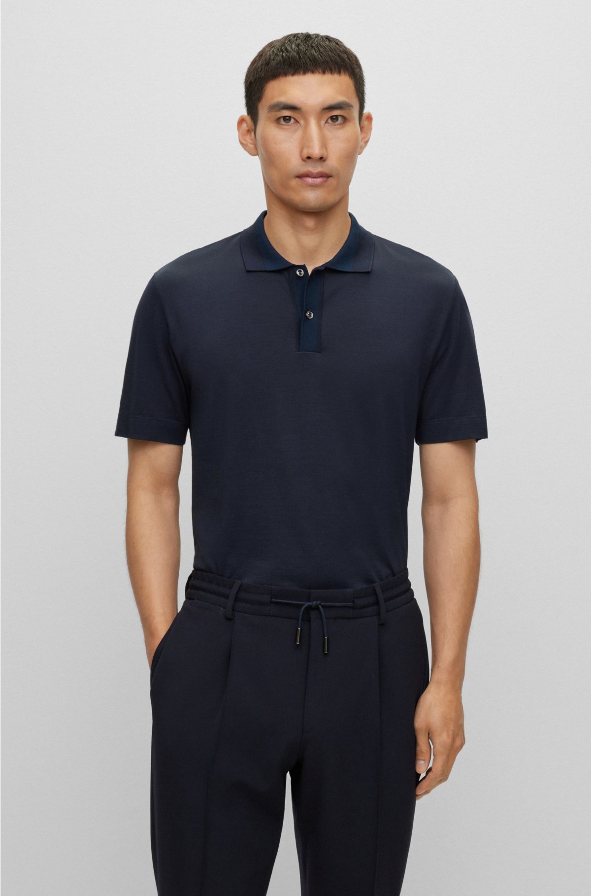 BOSS - Regular-fit polo shirt in cotton and silk
