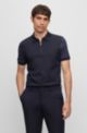 Slim-fit mercerized-cotton polo shirt with zipped placket, Dark Blue