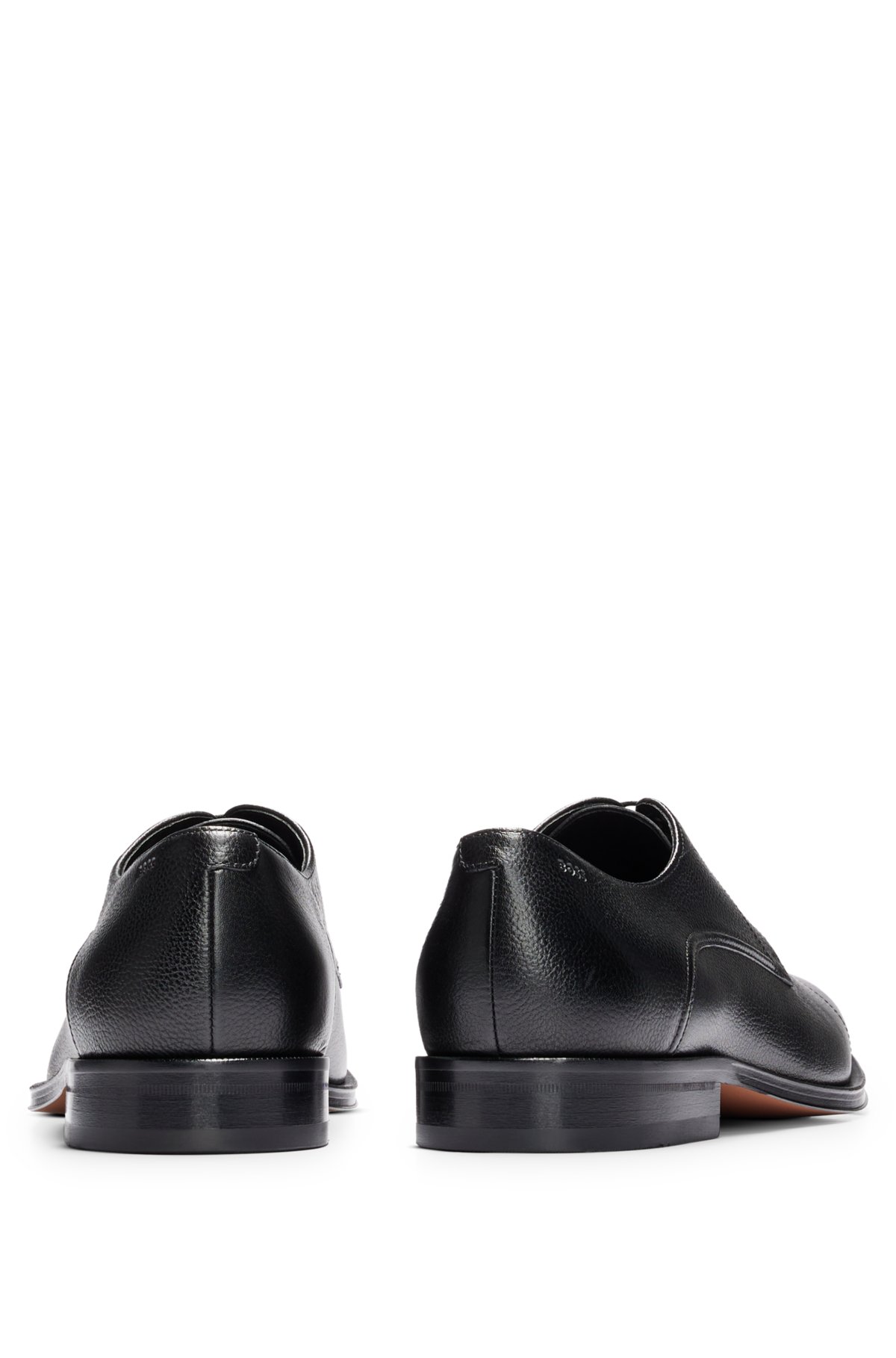 Grained-leather Derby shoes with cap toe, Black