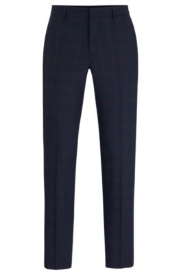 HUGO - Slim-fit pants in a checked wool blend