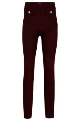 HUGO BOSS SLIM-FIT TROUSERS IN WOVEN FABRIC WITH MONOGRAM BUTTONS