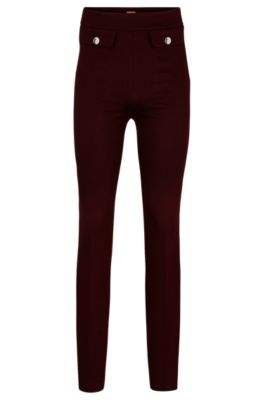 Hugo Boss Slim-fit Trousers In Woven Fabric With Monogram Buttons In Patterned