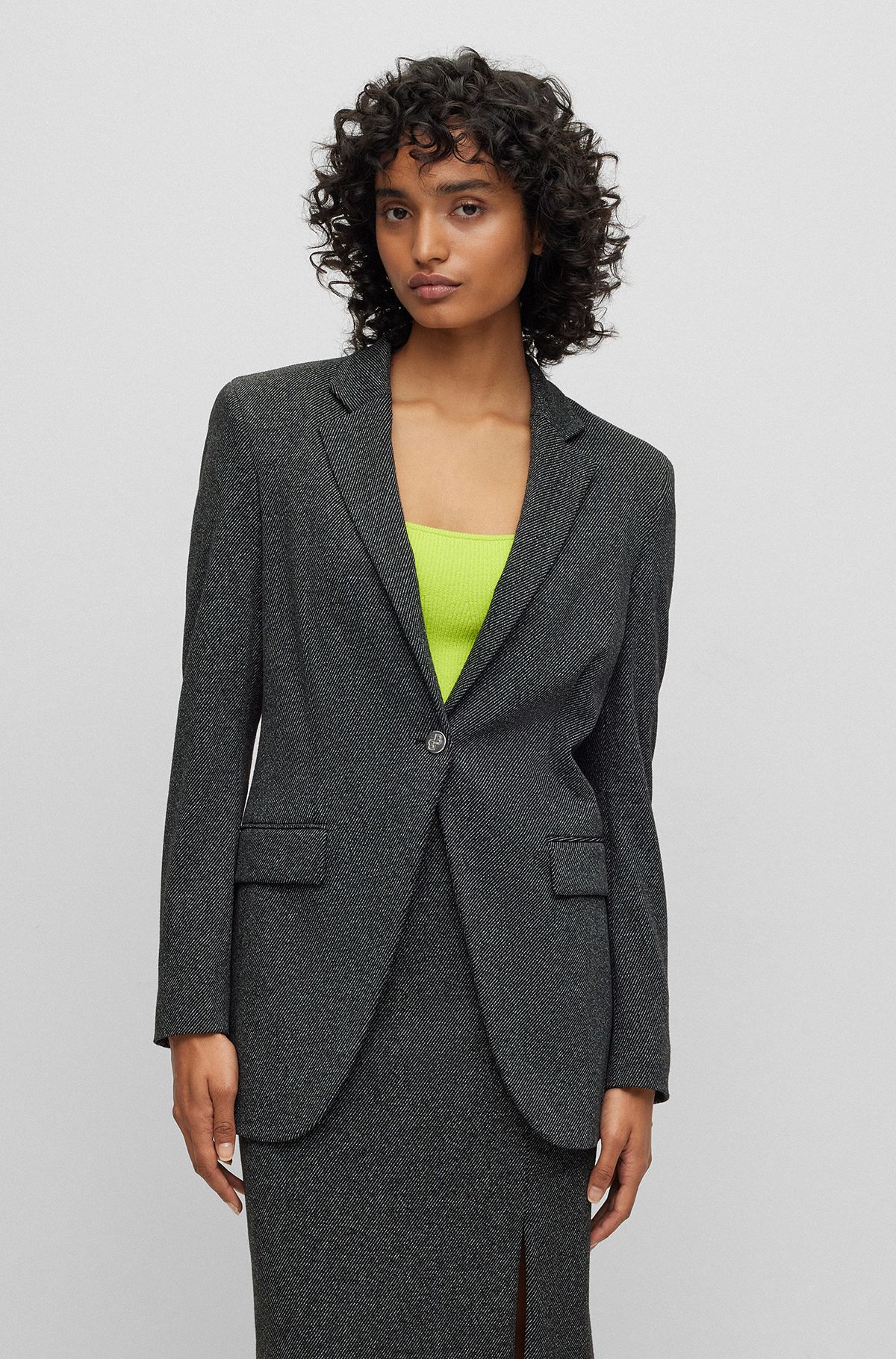 Slim-fit jacket in heavyweight woven cloth, Patterned