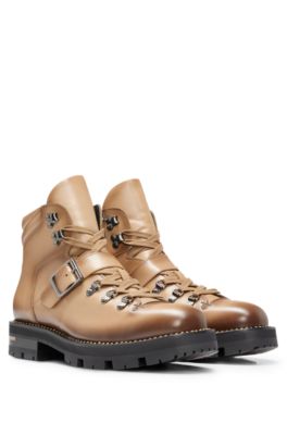 BOSS Italianmade boots in leather with branded buckle