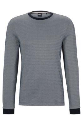 boss Tシャツ　XL BOSS - Stretch-cotton T-shirt with tape trims - Blue