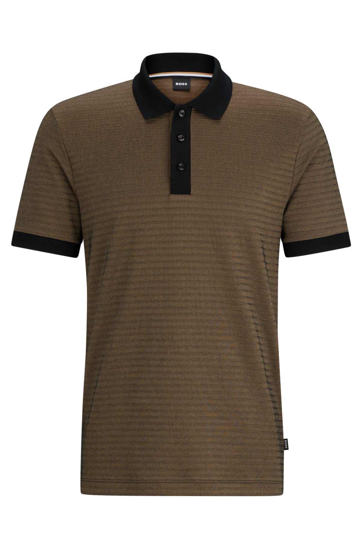 Cotton-blend polo shirt with ottoman structure, Black