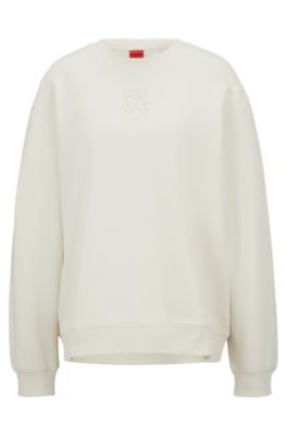 HUGO - Relaxed-fit sweatshirt with embossed stacked logo