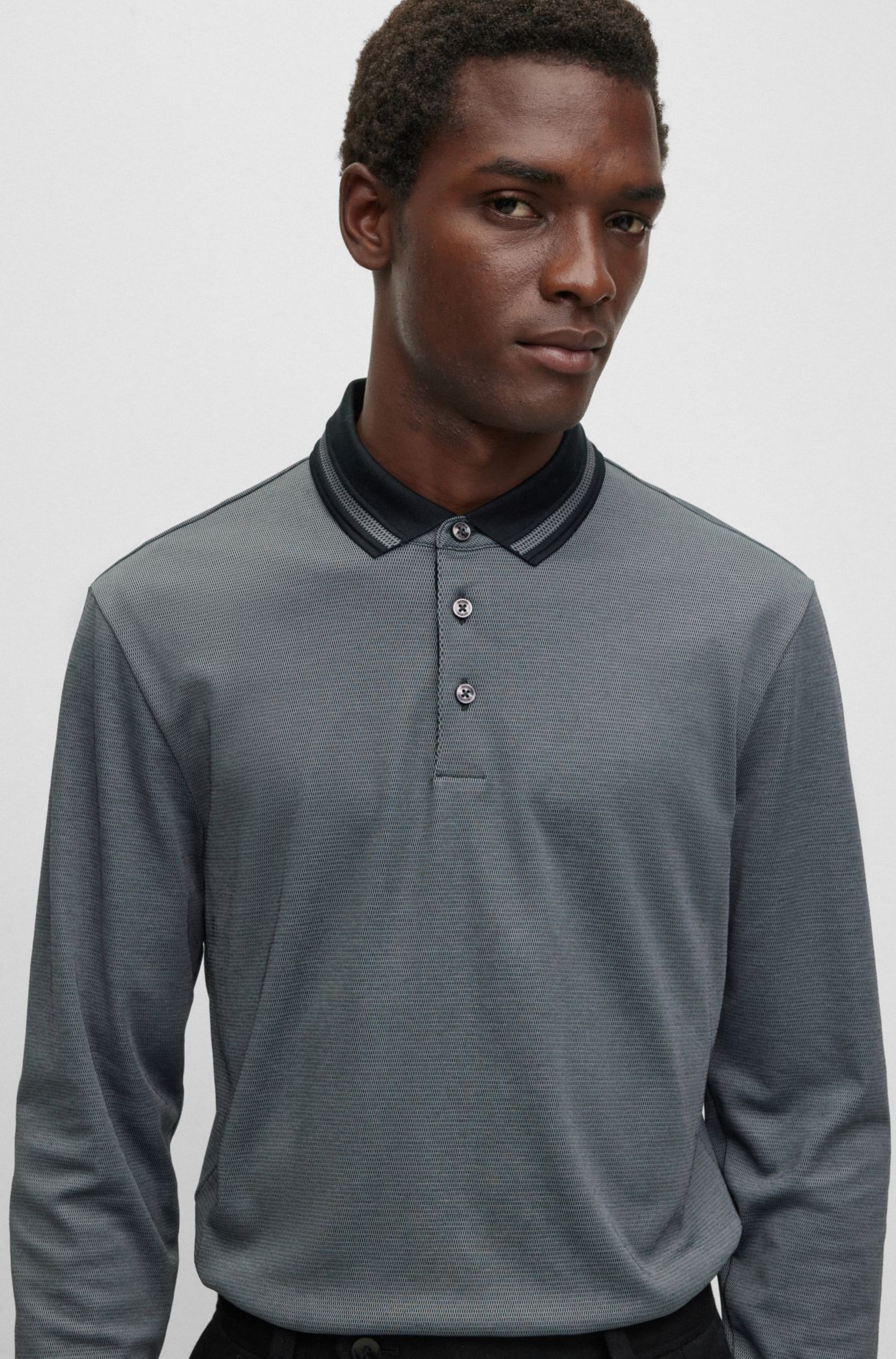 Hugo boss polo 2025 long sleeve sale