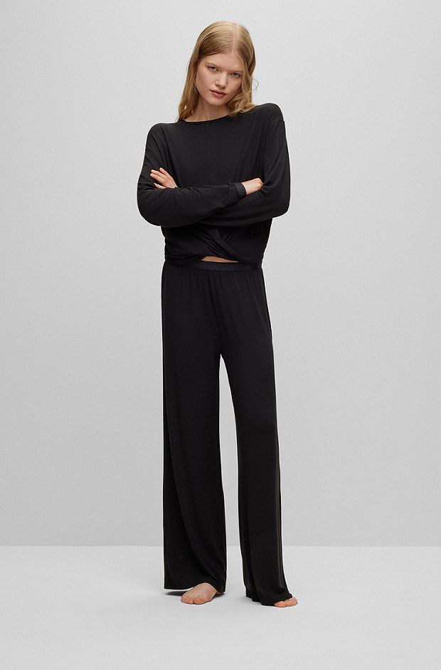 Cropped sweatshirt in a relaxed-fit with twisted front, Black