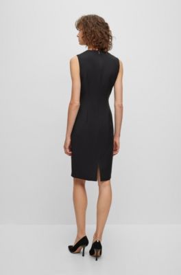 black sleeveless cocktail dress