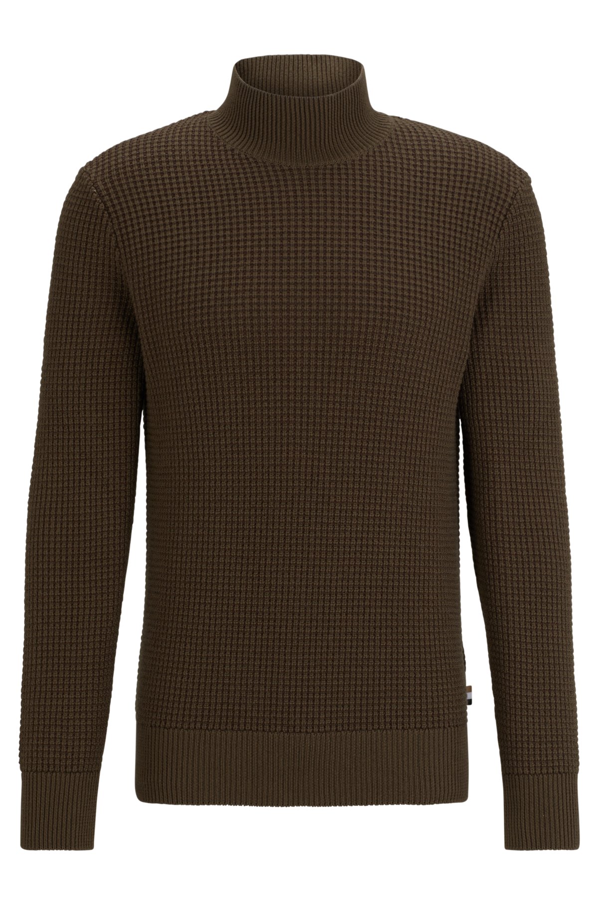 Mock-neck sweater in virgin wool and cotton