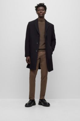 BOSS - Mock-neck sweater in structured cotton and virgin wool 