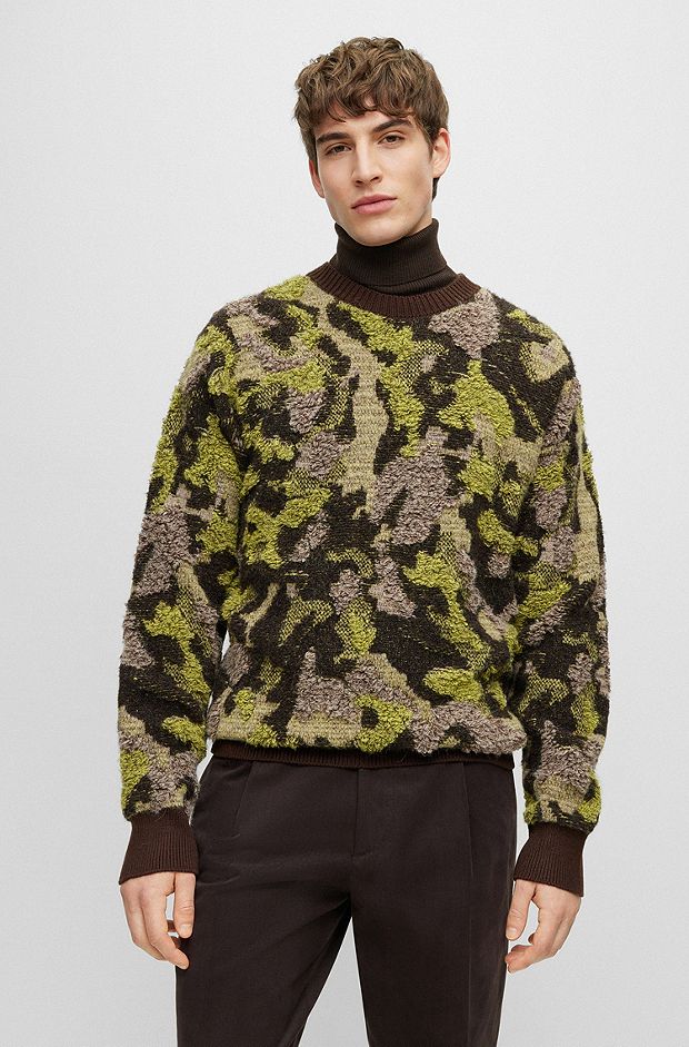 Relaxed-fit sweater with seasonal graphic pattern, Dark Brown