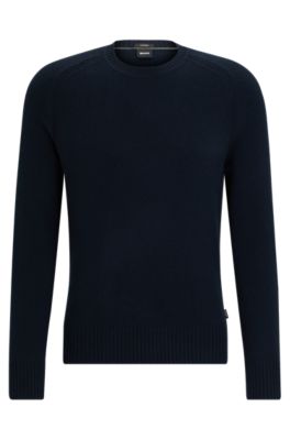 Shop Hugo Boss Regular-fit Sweater In Cashmere In Dark Blue