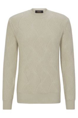 BOSS - Mixed-structure sweater in virgin wool and cashmere