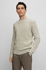 Mixed-structure sweater in virgin wool and cashmere, Light Beige