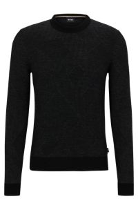 BOSS - Virgin-wool sweater with two-tone monogram jacquard